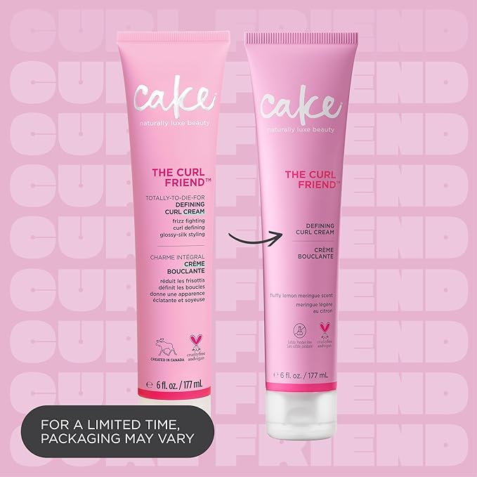 Cake Beauty Curl Defining Cream, The Curl Friend - カールを保湿、定義 - 縮れ毛を抑え、もつれを解消 - アボカドオイル、大豆油、シアバター配合 - 巻き髪用 - 6 fl oz / 177 mL | 保湿、カールを定義、縮れ毛を抑える、もつれを解消、F...
