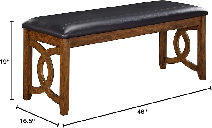 New Classic Furniture Gia Upholstered Dining Bench, Warm Brown Finish