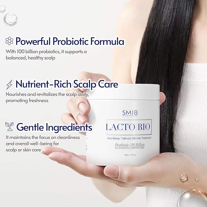 SMIB ヘアカラー＆リペアセット – 自然な黒髪用白髪カバーシャンプー＋1分シルクヘアトリートメント – プロバイオティクス配合 韓国デイリーヘアケア – 200 + 420ml