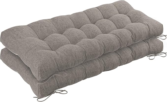Bench Cushion for Indoor Furniture 48x19 inch Rectangle Bench Seat Cushion for Bay Window Entryway Bench Thick Textured Chair Cushion with Non-Slip Backing 2 Pack, Light Grey