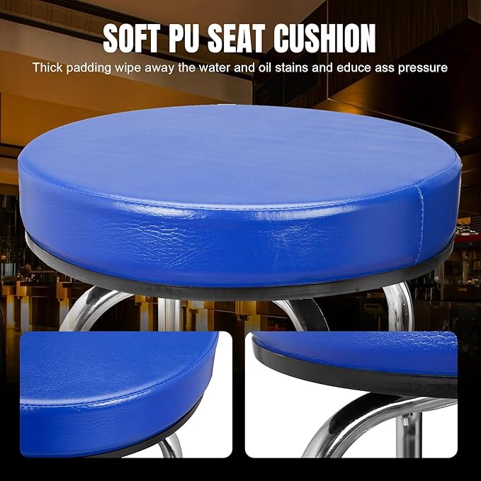 Big RED ATRP6185U-1 Torin Swivel Bar Stool: Padded Garage/Shop Seat with Chrome Plated Legs, Blue