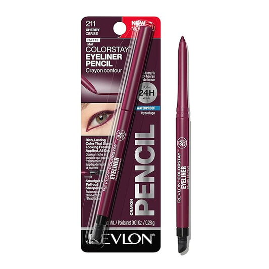 REVLON カラーステイ ペンシルアイライナー、ウォータープルーフ、スマッジプルーフ、シャープナー内蔵、211 チェリー、0.28g