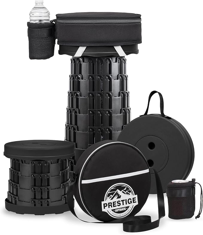 Collapsible Stool Max 620lbs & 3-in-1 Cushioned Carry Bag, Portable Telescopic Stool for Adults, Adjustable Height Retractable Folding Seat or Footrest for Camping Hiking Travel