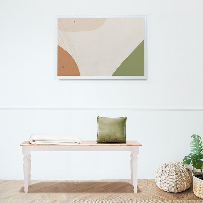 Boraam Windsor Farmhouse Backless Bench, Cream/Natural