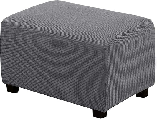 H.VERSAILTEX Ottoman Cover Slipcover Rectangle Fit Length 29"-34" Footrest Sofa Slipcovers Stool Cover Footstool Protector Covers Feature Stretch Thick Soft Jacquard Fabric Removable Washable - Grey