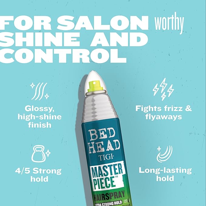TIGI ベッドヘッド フリッズコントロール ヘアスプレー、マスターピース エクストラホールド ヘアスプレー、ツヤ出し・グロス用ヘアスプレー、290g