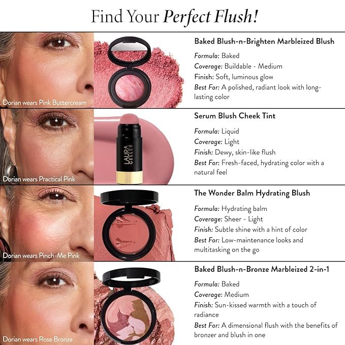 LAURA GELLER NEW YORK Baked Blush-n-Brighten Marbleized Blush for Cheeks - Summer Orchid - Natural Finish - Buildable Color