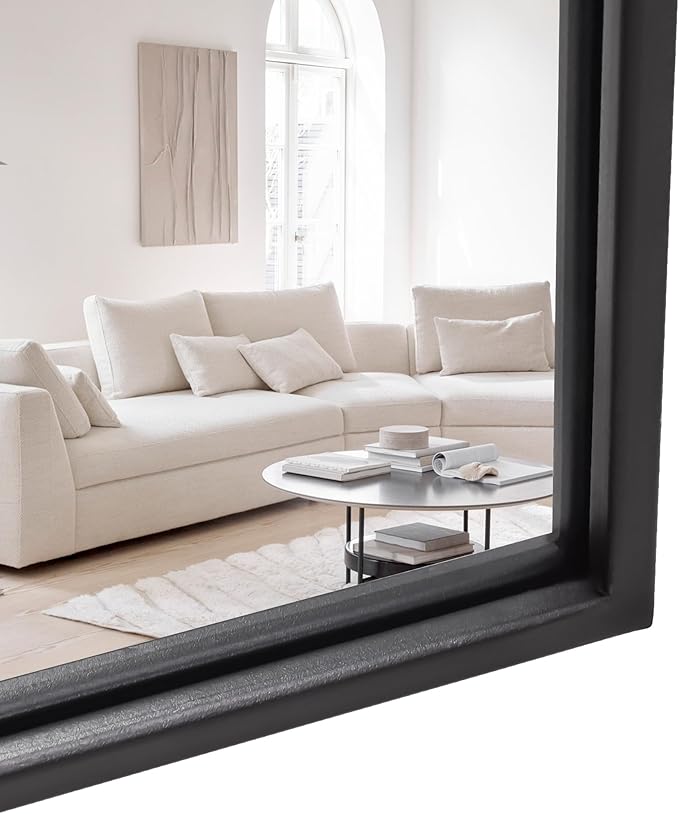 Suidia Wall Mirror, 24" x 36" Window Decorative Mirrors, Metal Framed Wall Decor Wall-Mounted Mirrors for Bedroom, Living Room, Entryway, Black