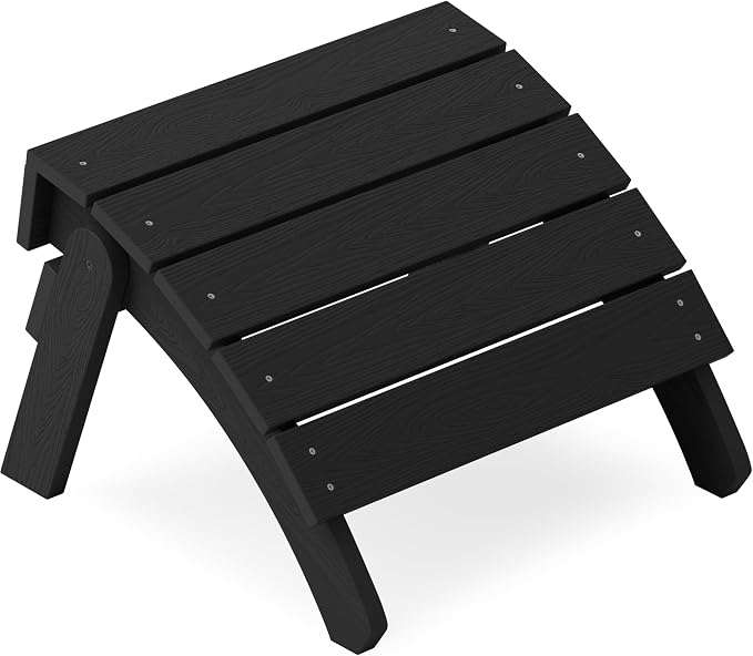 YEFU Adirondack Ottoman, Patio Foot Rest, Adirondack Foot Rest, Folding Adirondack Footstool, Weather Resistant for Adirondack Chair, Widely Used for Outdoor, Porch, Backyard, Garden, Fire Pits-Black