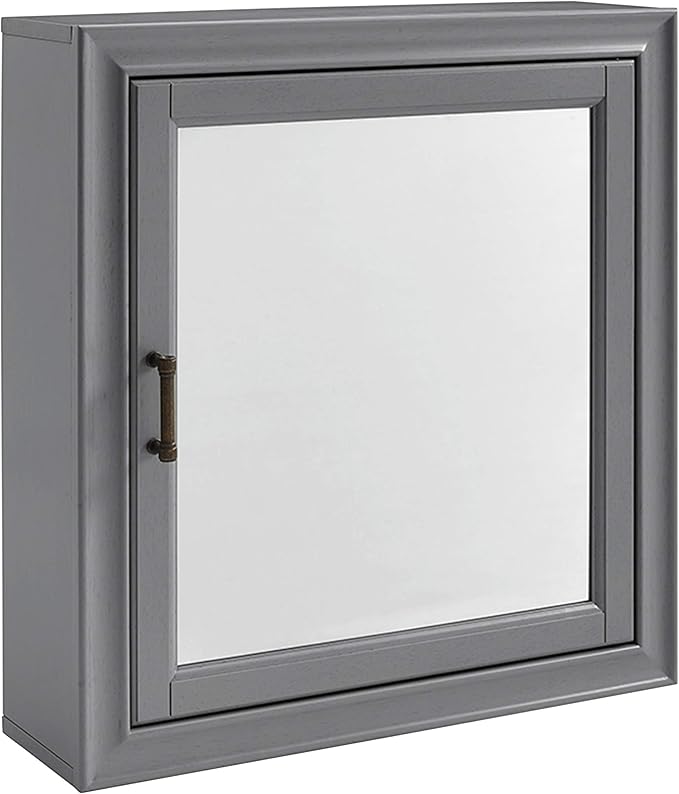 Crosley Furniture Tara Wall Mounted Bathroom Mirror and Medicine Cabinet, Vintage Gray