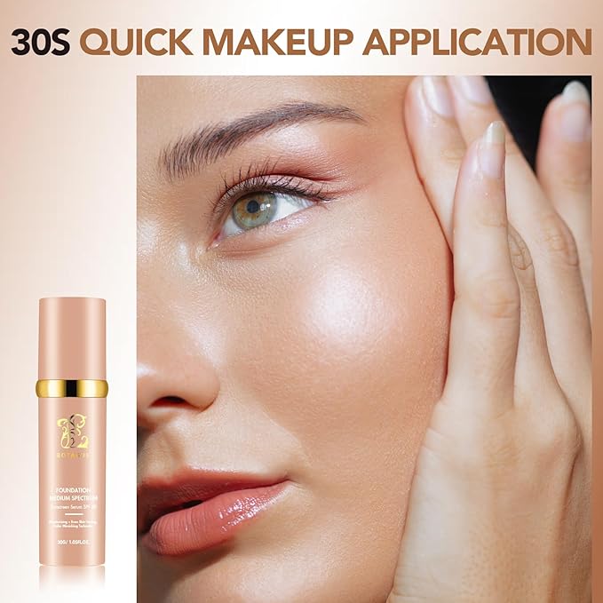 Match Cosmetics Foundation 4 in 1-Medium Spectrum,4 in 1 Cosmetics Foundation Liquid with SPF 50+, Concealer Cosmetic Lightweight Makeup, Longwearing & Waterproof for Makeup