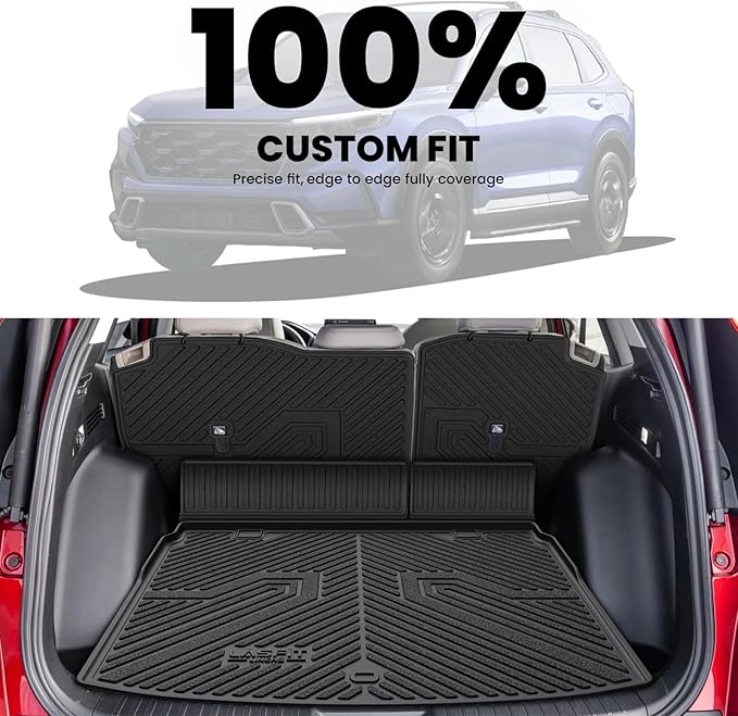 LASFIT Cargo Mat with Backrest Mat for Honda CR-V 2026 2025 2024 2023 (Gasoline & Hybrid & e:FCEV), All Weather Custom Fit TPE Trunk Mat Trunk Liner Cargo Liner with Seatback Mat (Upper Position)