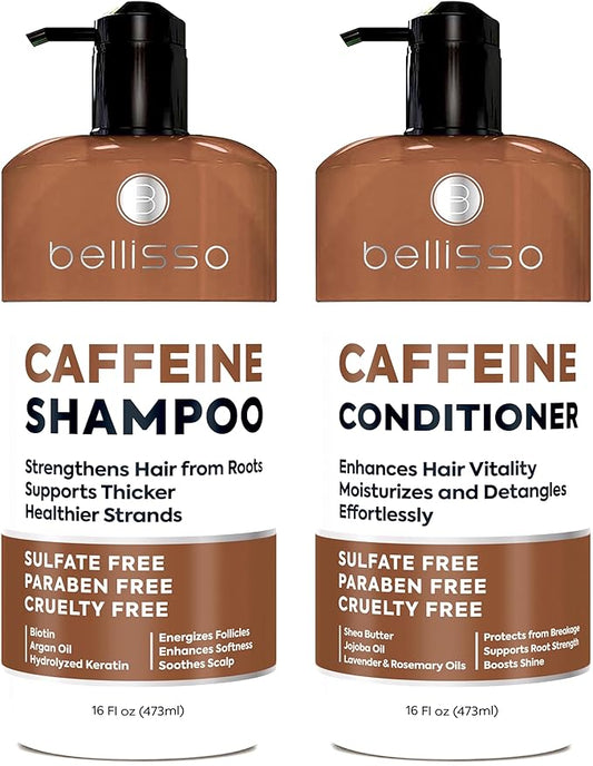 カフェインシャンプー＆コンディショナーセット - 女性と男性のためのボリュームアップ製品 - 薄毛・細い髪用増量、ボリュームアップ処方 - 硫酸塩フリー、パラベン不使用 - 保湿、サロン品質
