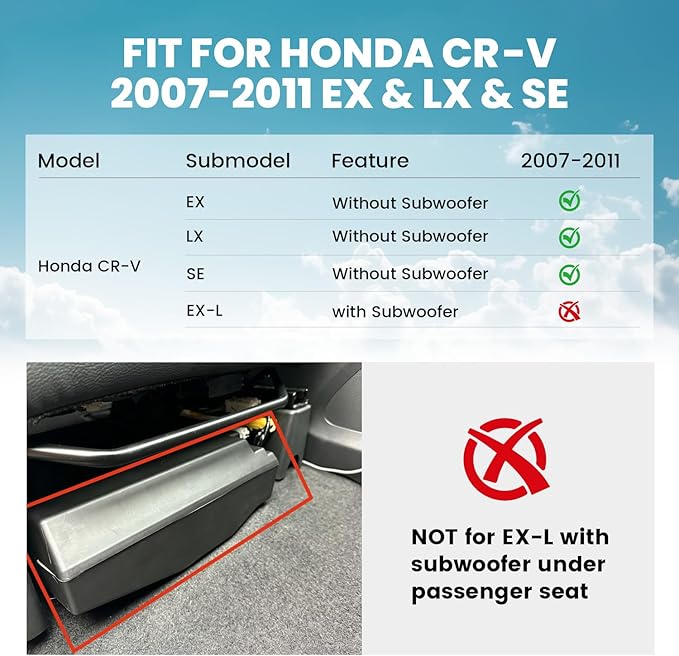 LASFIT Floor Mats & Trunk Mat for Honda CR-V 2007-2011 EX-L EX LX SE, All Weather TPE Custom Fit Floor Liner,1st & 2nd Row & Trunk Liner Full Set, Black