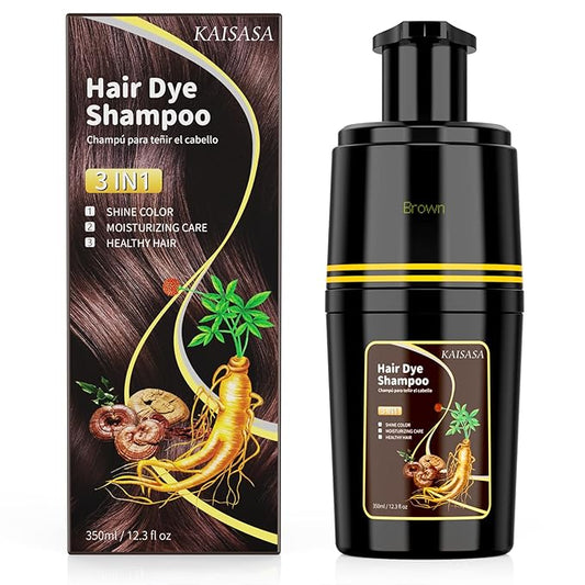 3in1 ブラウンヘアダイシャンプー、白髪隠しカラーシャンプー、男女兼用ハーブ成分配合（ブラウン）