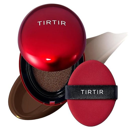 [*ミニサイズ*] TIRTIR マスクフィットレッドクッションファンデーション | フルカバー、軽量、高密着、サテングロウ仕上げ、韓国コスメBBファンデーション、ビューティー、タトゥーカバーアップ、調整可能（#51N ファッジ、0.15液量オンス）