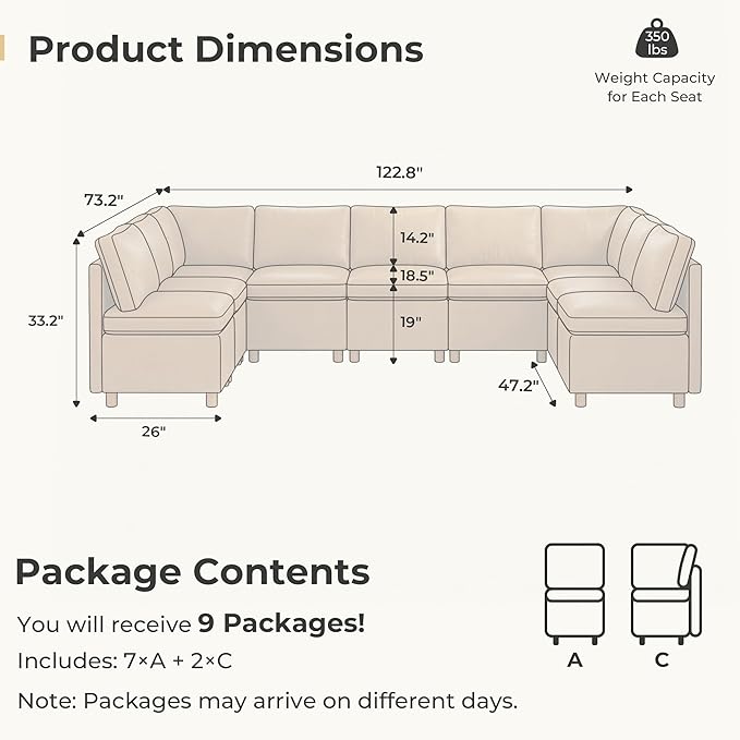SITJOY Breakfast Nook Bench with Storage, Modular Corner Kitchen Banquette Seating, Dining Settee Couch, Upholstered Dining Bench with Back, Pet-Friendly Faux Leather in Brown, 9-Seat U Shaped Nook