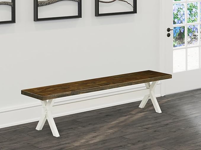 East West Furniture XB077 X-Style Modern Dining Bench with Wooden Seat, 72x15x18 Inch, Multi-Color