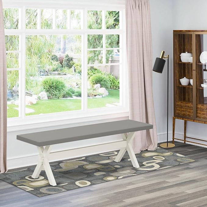 East West Furniture XB096 X-Style Modern Dining Room Bench with Wooden Seat, 60x15x18 Inch, Multi-Color