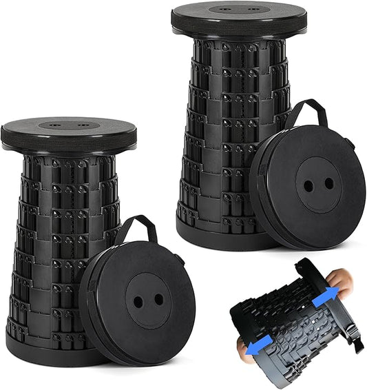 Collapsible Stool Max 620lbs Weight, Pack of 2, Lightweight & Portable Telescopic Stool for Adults, Adjustable Height Retractable Folding Seat or Footrest for Camping Hiking Travel
