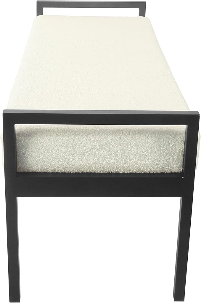HomePop Modern Metal Bench|Bench for Living Room & Bedroom | Decorative Home Furniture - Cream Sherpa