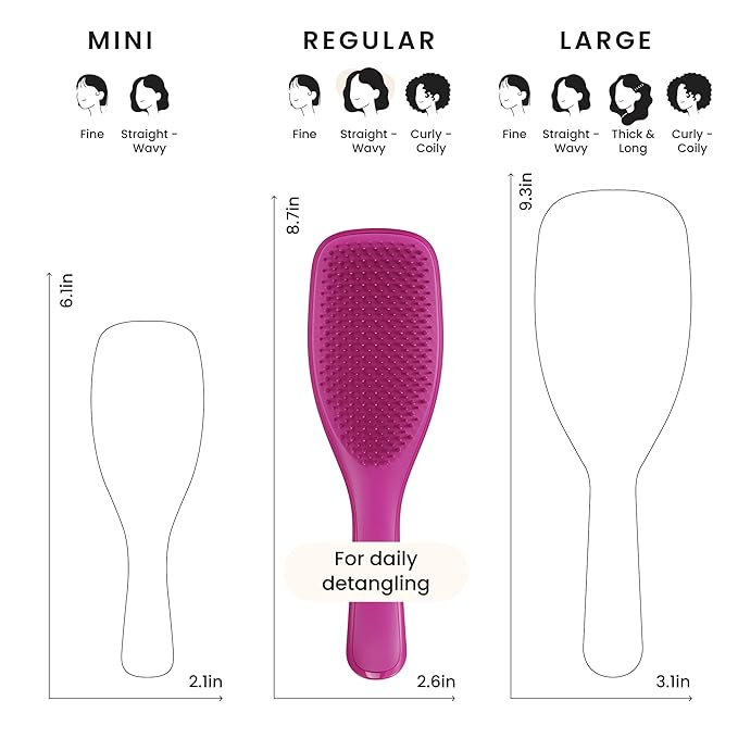 Tangle Teezer ザ・アルティメットディタングラー（濡れ髪・乾いた髪用ヘアブラシ）、絡まりを解消し、髪の切れ毛を軽減。ストレートからウェーブヘアに。エレクトリックラズベリー