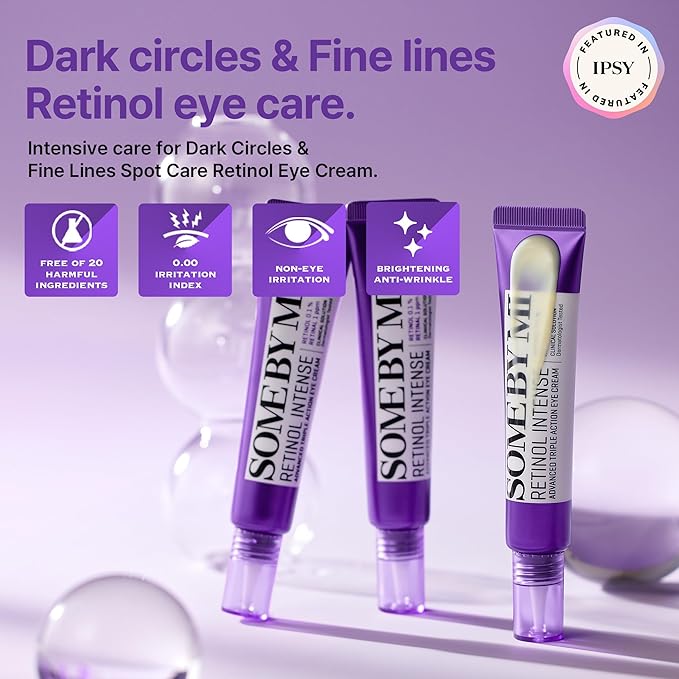 SOME BY MI Retinol Intense Advanced Triple Action Eye Cream – 1.01Oz, 30ml – Korean Retinol Under Eye Cream Anti Aging for Fine Lines – Brightens Dark Circles & Smooths Skin Texture – Korean Skin Care