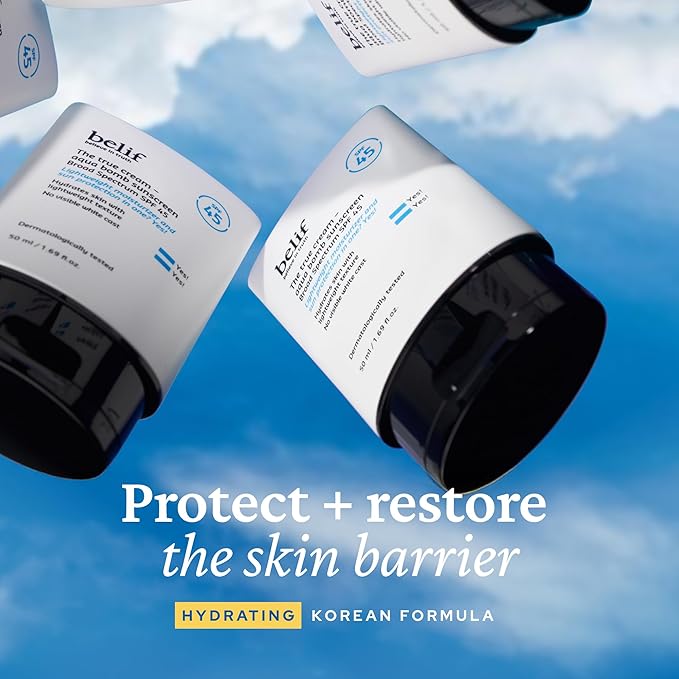 belif Aqua Bomb SPF 45 Hydrating Niacinamide Sunscreen (1.69 fl. oz) - The True Cream PA++++, Daily Broad Spectrum, No White Cast, Weightless & Invisible, Non-Greasy, Korean Skincare