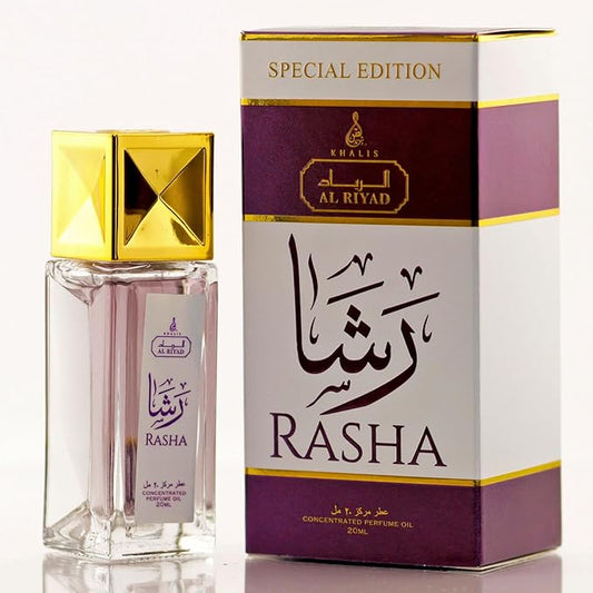 Maison d’Orient ラシャ ウッディ グリーンフローラル パフュームオイル ロールオン 20mL — ノンアルコール、ビーガン、長持ちするアッター（香油）、女性用、旅行用サイズ、アラビア風パフュームオイル、フレッシュでエレガントな日常使いの香り