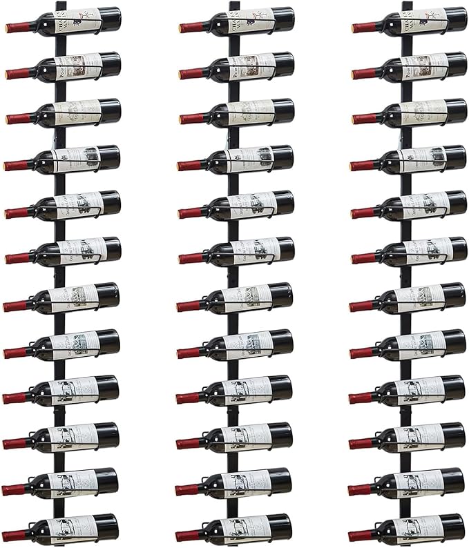 Sonyabecca 3 Pack 12 Bottle Wall Wine Rack, DIY Wine Rack Wall Mounted, Wall Mounted Wine Rack,Display Holder Used as One or Four, for Kitchen, Dining Room, Bar, Wine Cellar
