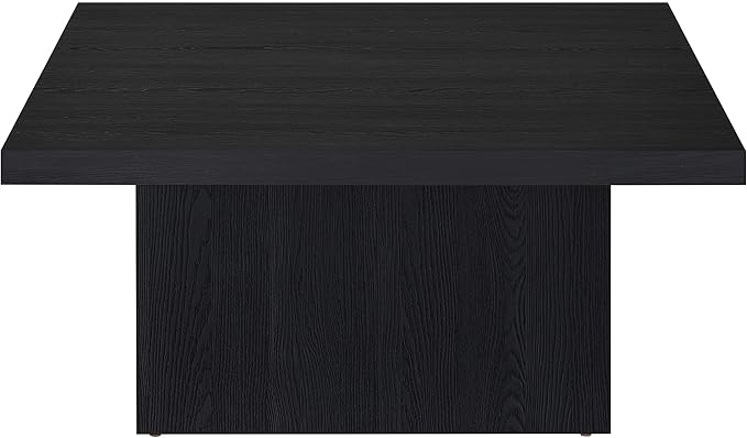 Coaster Home Furnishings - Devar - Wood - Square Coffee Table with Pedestal Base, Geometric Design and Contemporary Style - Living Room - Black - 706408