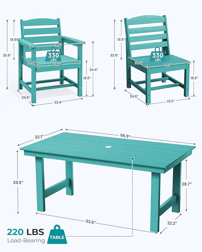 SERWALL Patio Dining Sets for 10 Person, HDPE Dining Set with 2 Tables, 8 Armless Chairs and 2 Armed Dining Chairs, Aruba