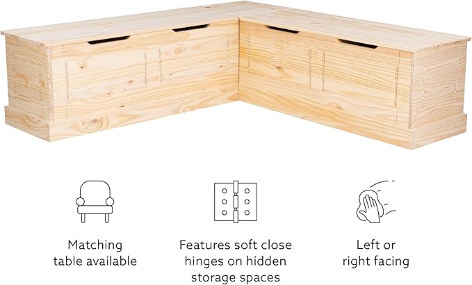 Linon Harris Unfinished Wood Backless Nook with Interior Storage