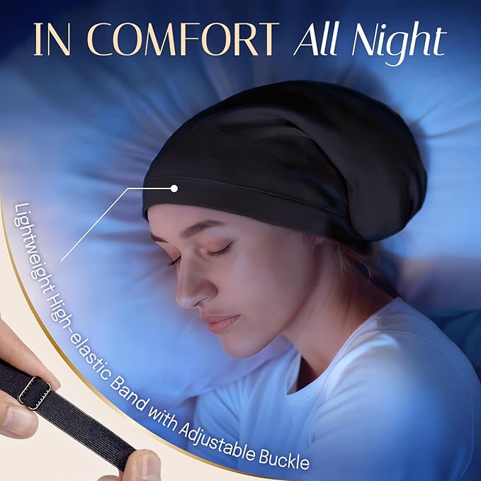 OLESILK Silk Bonnet for Long Hair: 100% Mulberry Silk for Sleeping Women&Men, Extra Large Loc Cap for Braids, Adjustable