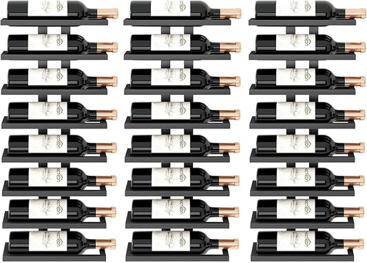 Hoctieon 3-Set 8 Tier Wall Mount Wine Rack (24 Tiers), Wall Racks for Wine Bottles Display and Storage, Hanging Bottle Organizer for Living Room, Dining Room, Wine Cellar, Bar, Black