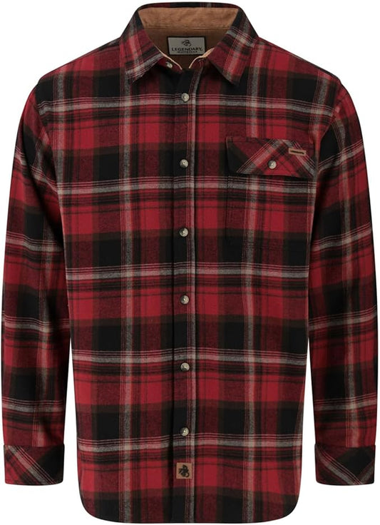 Legendary Whitetails Mens Long Sleeve Button Down 100% Cotton Flannel Shirt