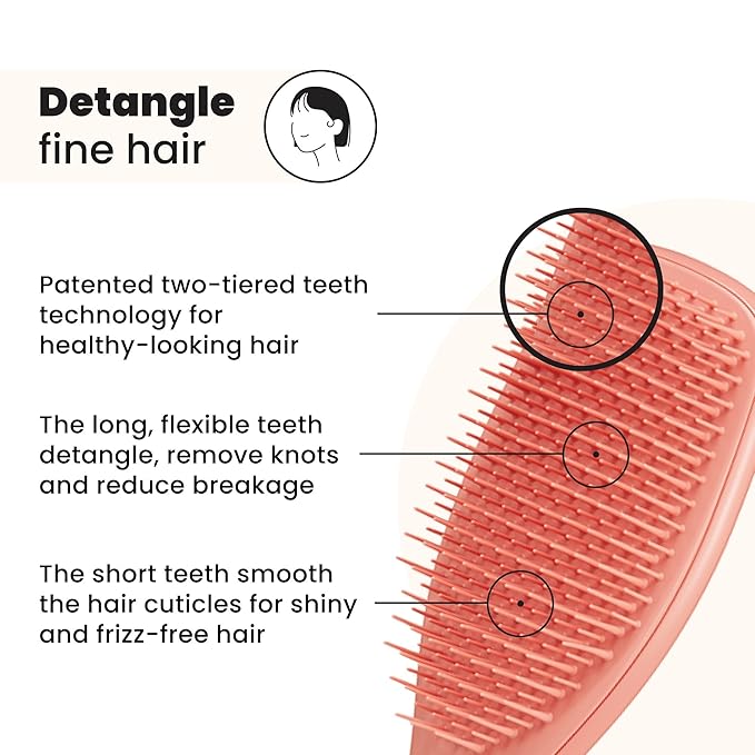 Tangle Teezer ファイン アルティメットディタングラーブラシ、細い髪用ドライ＆ウェットヘアブラシ、絡まりをほどき切れ毛を軽減、Amazon限定 スイートシナモン