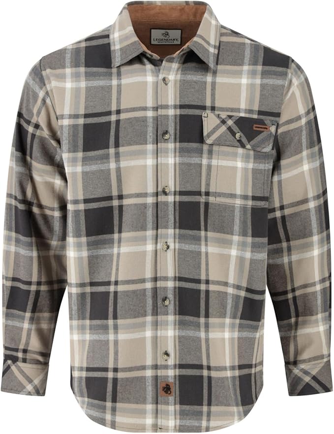 Legendary Whitetails Mens Long Sleeve Button Down 100% Cotton Flannel Shirt