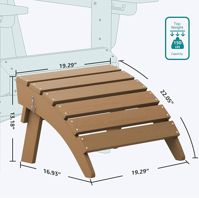 SERWALL Folding Adirondack Ottoman, Adirondack Footrest Without Assembly, Brown