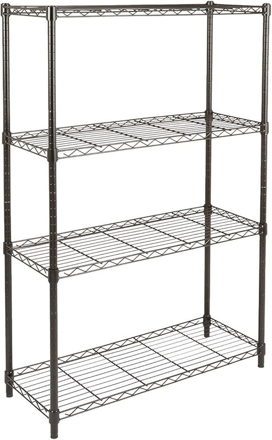 Amazon Basics 4-Shelf Adjustable Heavy Duty Steel Wire Rack Storage Shelving, Sturdy Garage Shelving, 350 lbs Capacity Per Shelf, Easy No-Tool Assembly, 36" x 14" x 54", Black