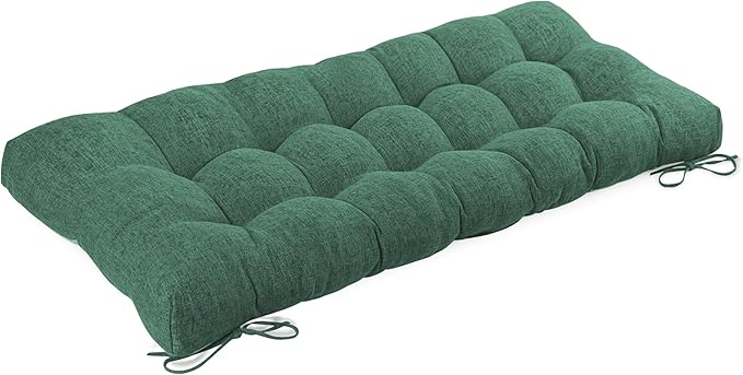 Bench Cushion for Indoor Furniture 48 x 19 inch Rectangle Bench Seat Cushion for Bay Window Entryway Bench Thick Textured Chair Cushion with Non-Slip Backing 1 Pack, Green