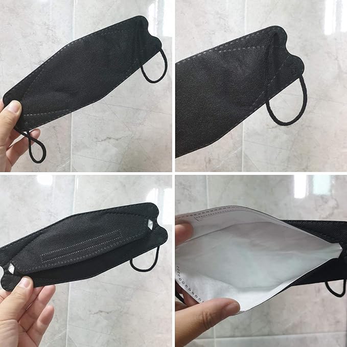 (20 Count) BLACK KF94 Certified Protective Face Safety Mask, For Adults and Older Children, Individually Packaged, Made in South Korea - Good Manner