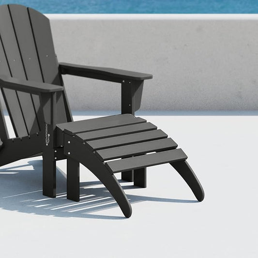 Costaelm Adirondack Chair Footrest Foldable Ottoman, Folding Ottoman Outdoor Foot Rest for Patio Waterproof, Adirondack Ottoman Outdoor, Gray