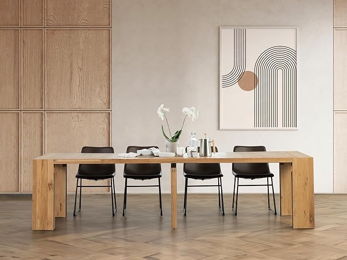 Transformer Table - Solid Wood Extendable Dining Table, Seats 2-12, Expandable Dining Room Table, Space-Saving Furniture, Expandable Dining Furniture, Natural (Table Only)