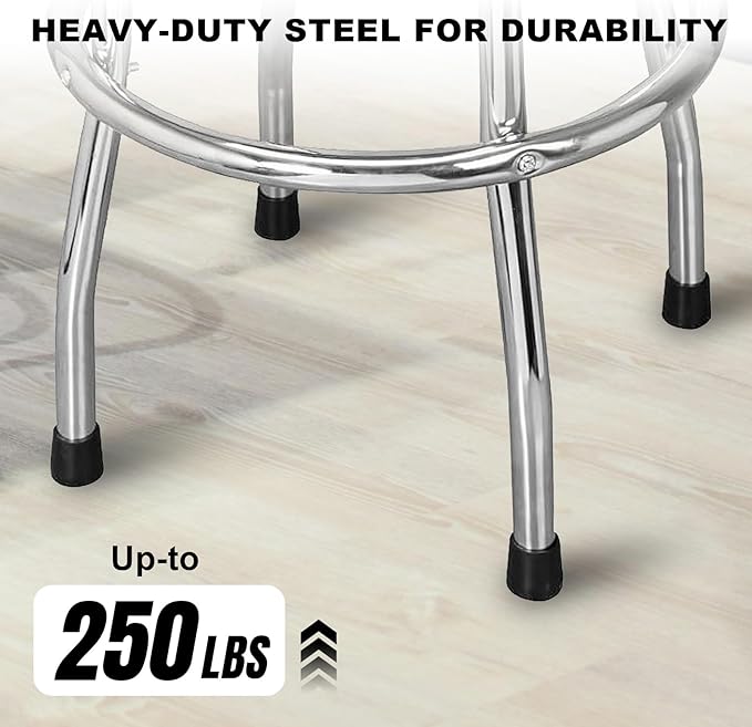 Torin ATRP6185B-1 Swivel Bar Stool: Padded Garage/Shop Seat with Chrome Plated Legs, Black