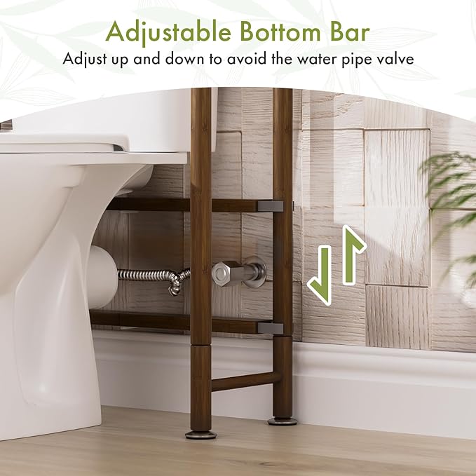 AmazerBath Bamboo Over The Toilet Storage Shelf, Over Toilet Bathroom Organizer Rack, 3-Tier Bathroom Shelves Over Toilet, Space Saver, Walnut Brown