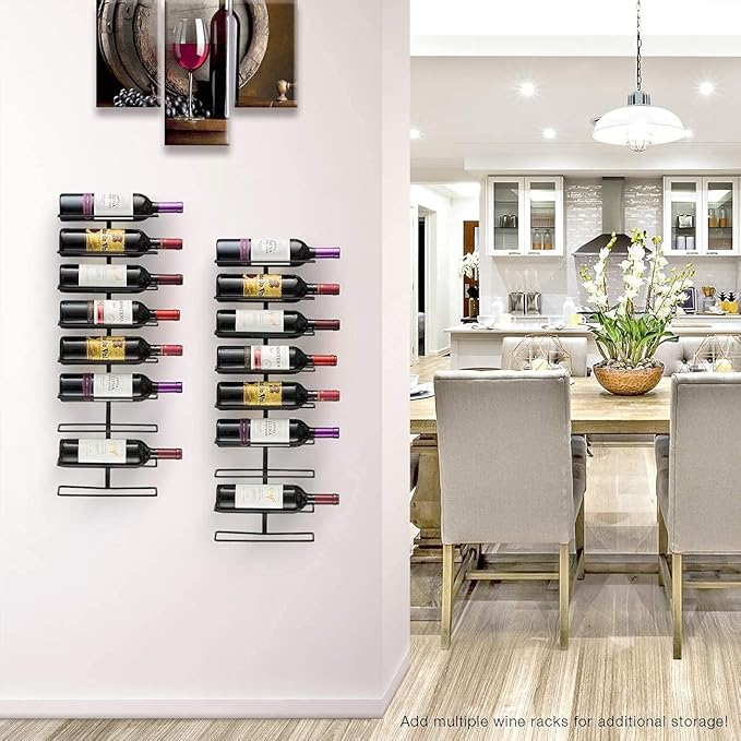Sorbus Wall Mount Wine Rack 3-Pack – Holds 9 Bottles Each – Black Metal Wine Bottle Holders for Wall, Modern Wine Rack for Home Bar, Kitchen