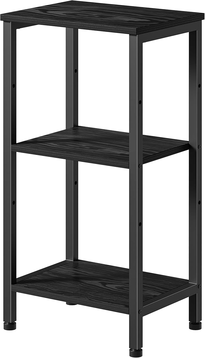 Asgolion Small Black Side Table, Tall End Table with Adjustable Shelf, Accent Table Stand for Home Decor, Small Entryway Table, Bedroom Nightstand, Living Room, Office, Black