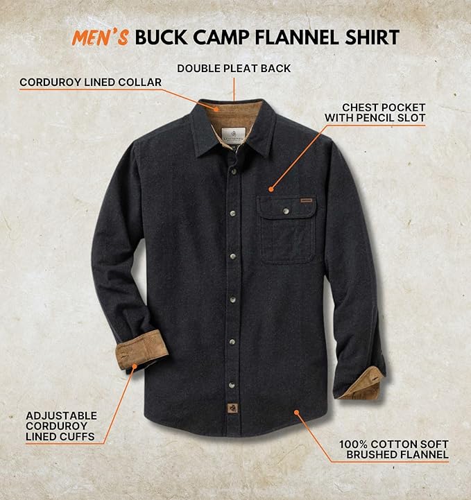 Legendary Whitetails Mens Long Sleeve Button Down 100% Cotton Flannel Shirt