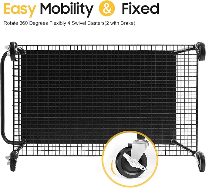 WDT 2-Tier Utility Cart with Wheels, Metal Cart with 1000LBS Capacity, NSF Heavy Duty Rolling Cart, Commercial Grade Serving Tool Storage Carts for Warehouse Garage Kitchen, 24"D x 40"W x 39"H, Black